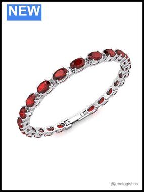 Sterling Silver Tennis Bracelet with Gemstones, 7 Inch, Secure Clasp